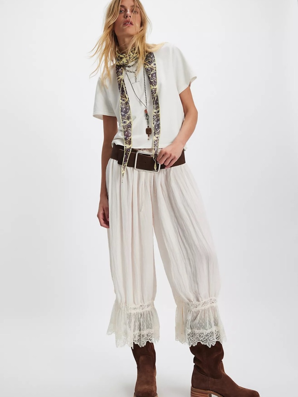 NWT Free People Forever Young Bloomer Pants in Whit Alyssum size S - Picture 6 of 8